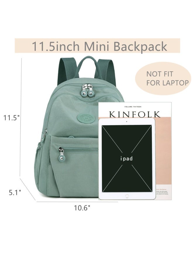 Mini Nylon Women Backpacks, 12L Small Casual Daypack for Women, Lightweight Shopping and Travel Backpack with Multiple Pockets, Adjustable Shoulder Straps for Daily Use (Light Green) - Image 3
