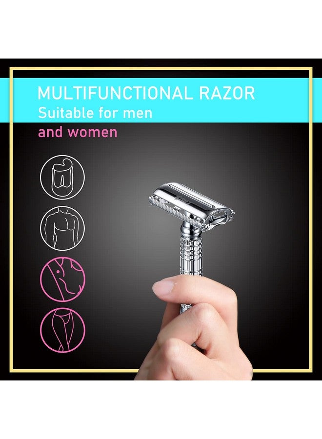BAILI Butterfly Open Tto Double Edge Metal Safety Razor Wet Shaving Kit For Men Women With Platinum Blade And Mirrored Travel Case Bd179 