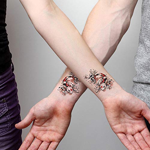 Oottati 6 Pieces Small Cute Kids Women Wrist Hand Neck Red Pisces Goldfish Koi Carp Temporary Tattoo - Image 4