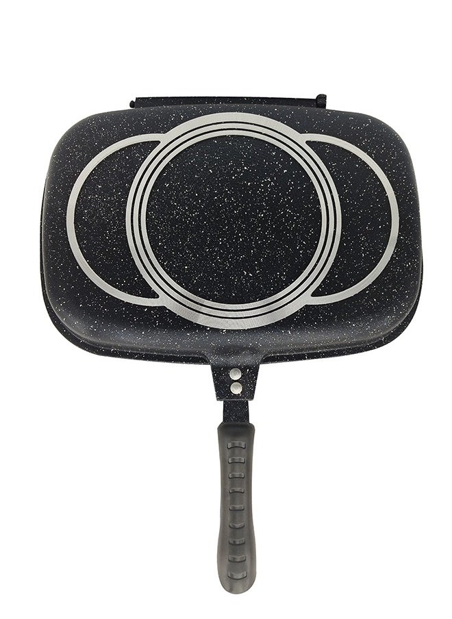 RK ROYAL KITCHEN Cresta Double Grill Pan 30 cm – Non Stick Diecast Marble Coated with Magnetic Lock, Silicone Rubber Seal, Steam Vent, Durable Design, Perfect for Grilling, Frying, and Steaming with Even Heat Distribution  - Image 2