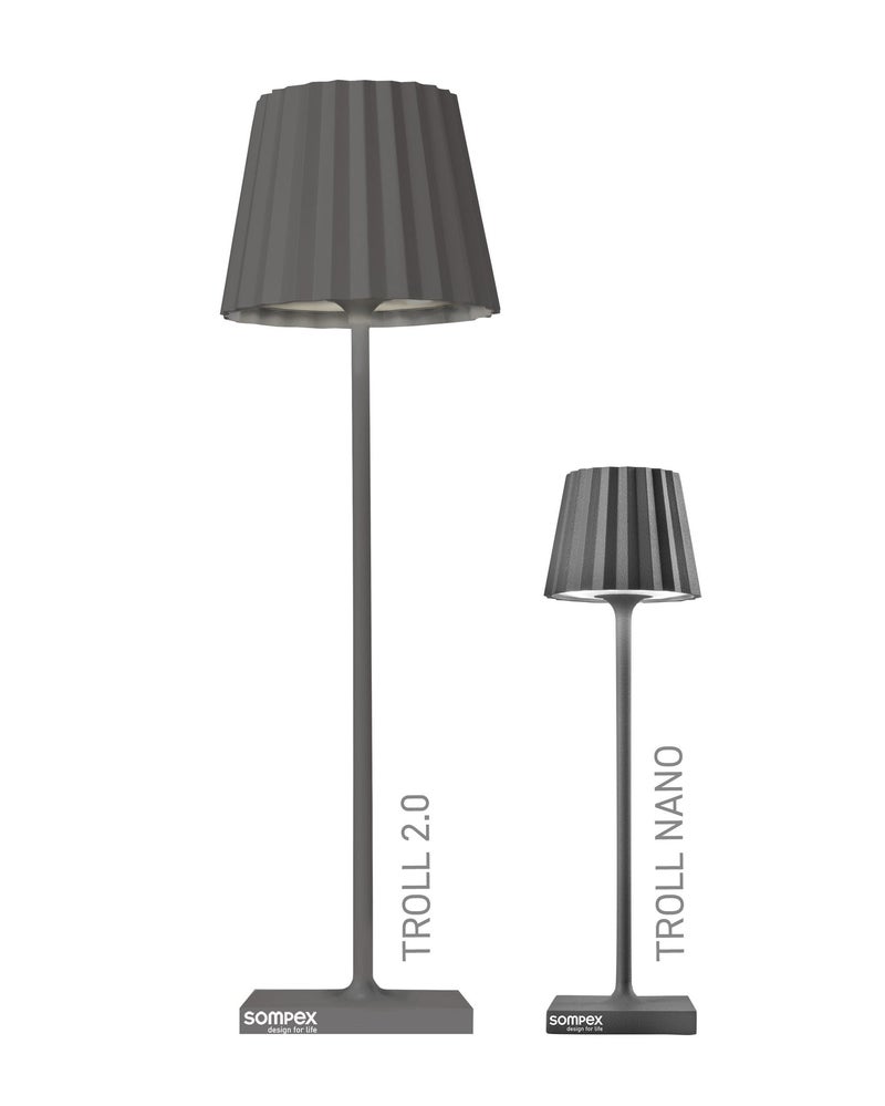Sompex Troll Nano Table Lamp (Matte finish) | Indoor & Outdoor | 2 light colours | Stepless touch dimmer | 1.6W LED Battery Operated | Aluminium | 54 (splash and dust proof) 10 x 21 cm - Anthracite - Image 2