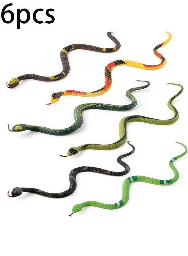 Ailily 6-Piece Realistic Fake Snakes Toy Set, Fake Snake Prank Rubber Snake, Props Scary Snake Toy, Fake Snake Tricky Toy, Reptile Model Toy - Image 1