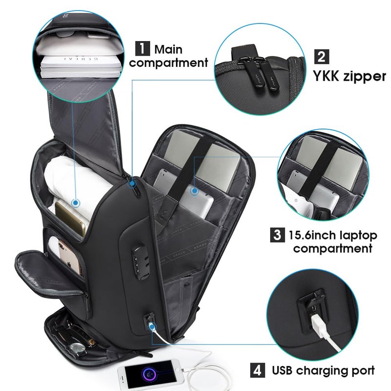 BANGE Business Backpack,Laptop Backpack with USB Charging Port, Slim Business Backpacks Fit for 15.6 INCH,Men Traveling Backpackfor Men and Women - Image 2