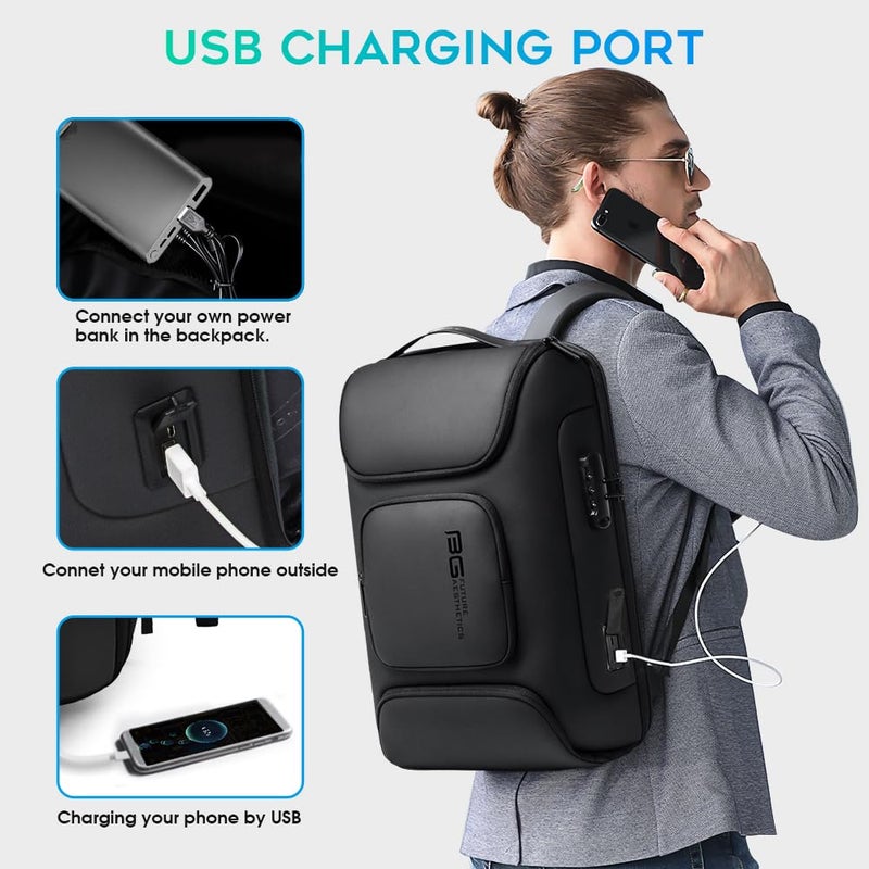 BANGE Business Backpack,Laptop Backpack with USB Charging Port, Slim Business Backpacks Fit for 15.6 INCH,Men Traveling Backpackfor Men and Women - Image 5
