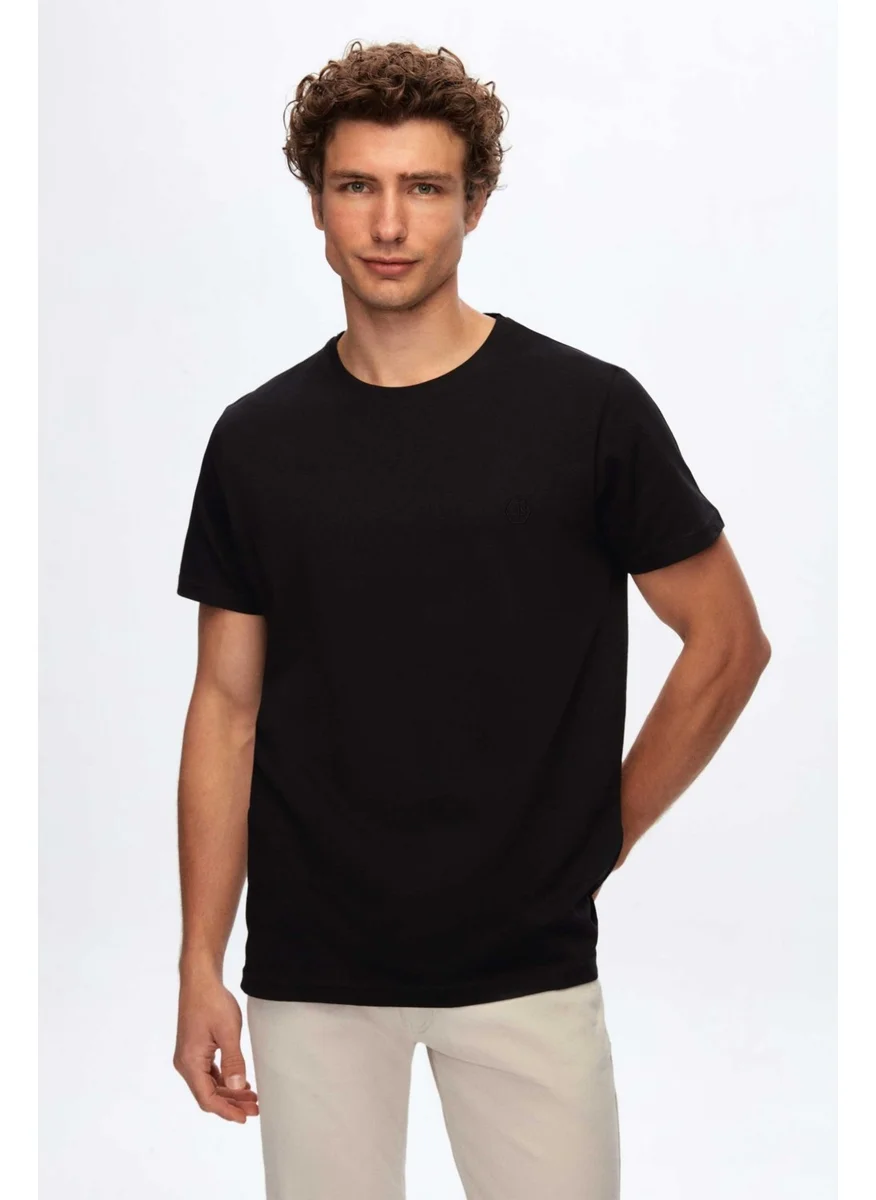 D'S DAMAT Regular Fit Black Plain T-Shirt