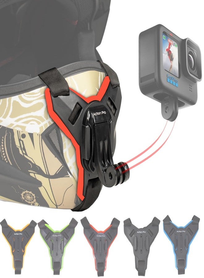 Action Pro Helmet Chin Mount Strap with J Hook Compatible with All Smartphones and GoPro 13 12 11 10 9 8 7 5 4 | SJCAM | DJI Osmo | Insta360 X4 X3 X2 & Other Action Cameras [Made in India] (Red) - Image 1
