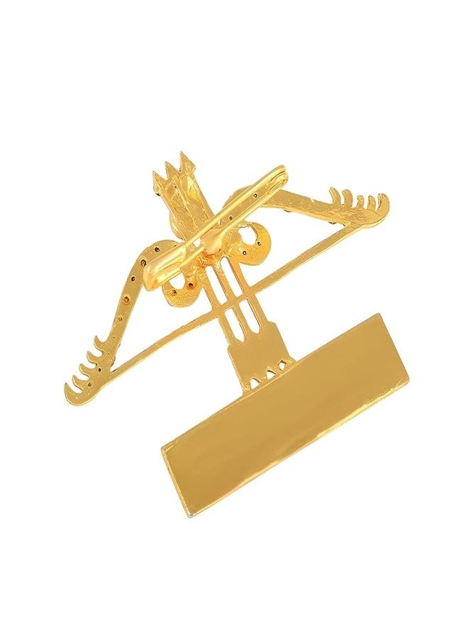 Inites Unisex Metal Diamond Nug Engraved/Studed Hare Ka Sahara Baba Khatu Shyam Hamara Lord Jai Shree Shyam Ji Teen Baan Dhanush Lapel Pin Brooch for Wedding, Parties & Functions (VSBP0002) - Image 2