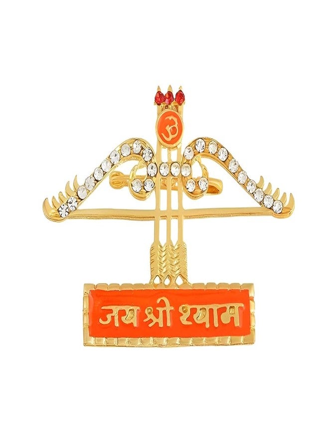 Inites Unisex Metal Diamond Nug Engraved/Studed Hare Ka Sahara Baba Khatu Shyam Hamara Lord Jai Shree Shyam Ji Teen Baan Dhanush Lapel Pin Brooch for Wedding, Parties & Functions (VSBP0002) - Image 1