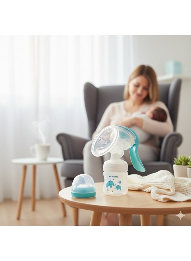 Momeasy مضخة ثدي يدوية – مريحة، محمولة وخالية من BPA 45607N زرقاء - Image 2