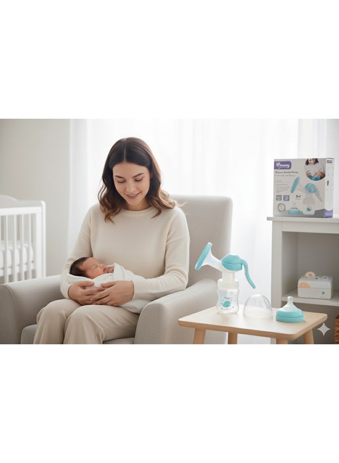 Momeasy مضخة ثدي يدوية – مريحة، محمولة وخالية من BPA 45607N زرقاء - Image 4