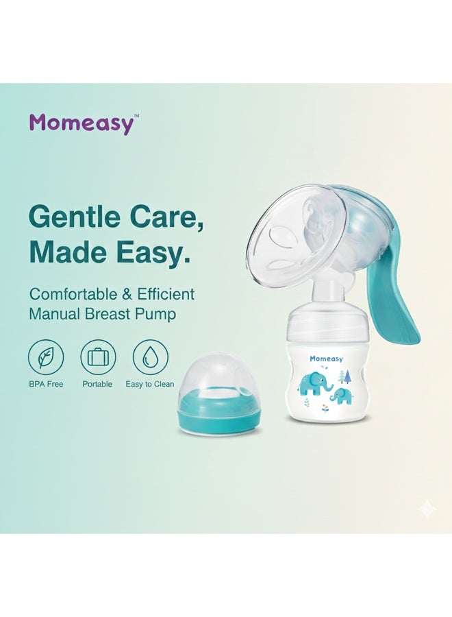 Momeasy مضخة ثدي يدوية – مريحة، محمولة وخالية من BPA 45607N زرقاء - Image 3