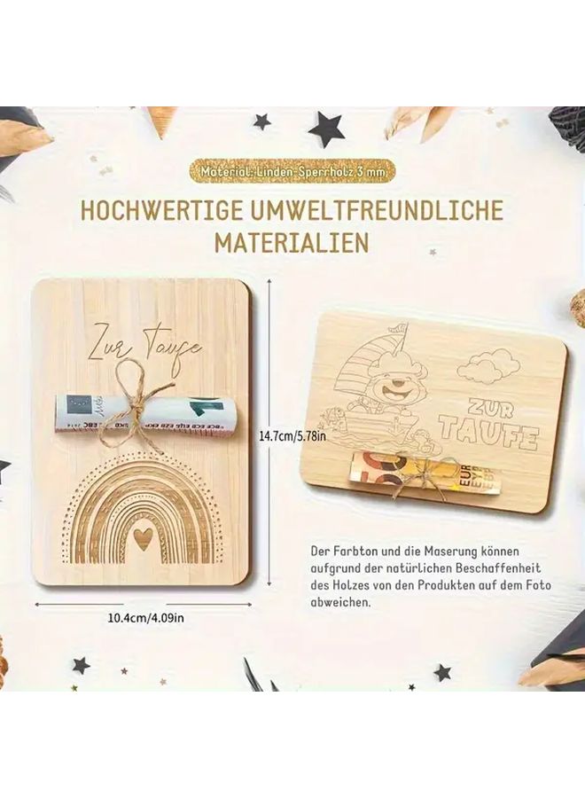 German Family Confirmation Money Packaging Wooden Blessing Card Elephant Style - Image 3