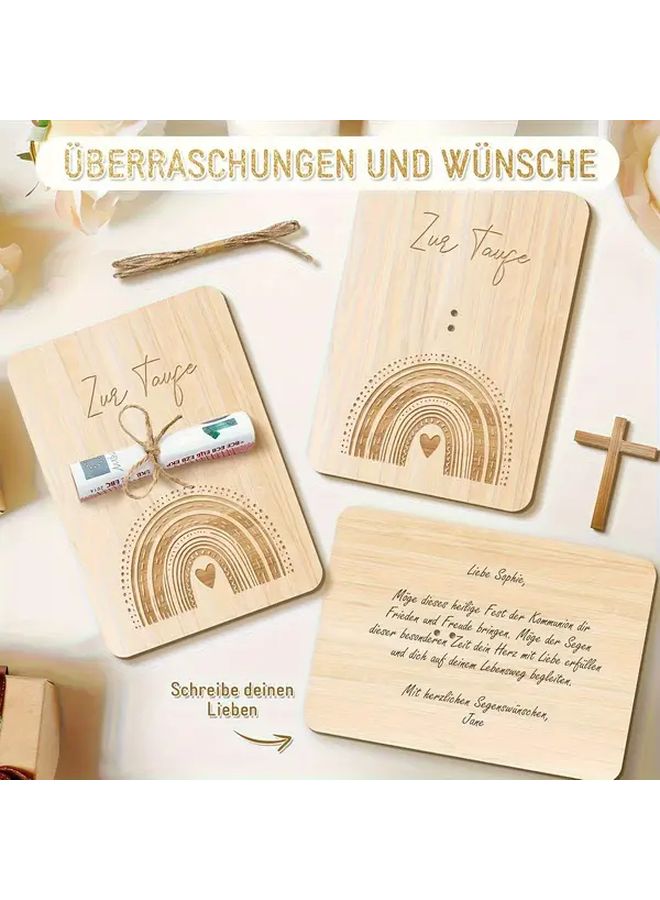 German Family Confirmation Money Packaging Wooden Blessing Card Elephant Style - Image 5
