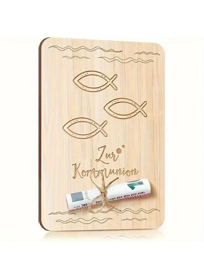 German Family Confirmation Money Packaging Wooden Blessing Card Elephant Style - Image 2