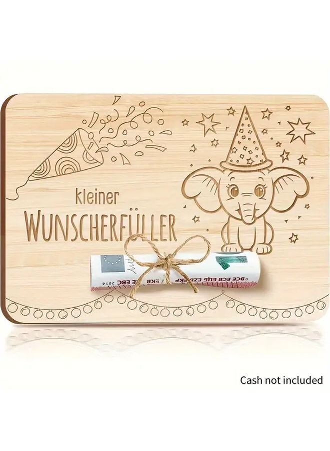 German Family Confirmation Money Packaging Wooden Blessing Card Elephant Style - Image 1