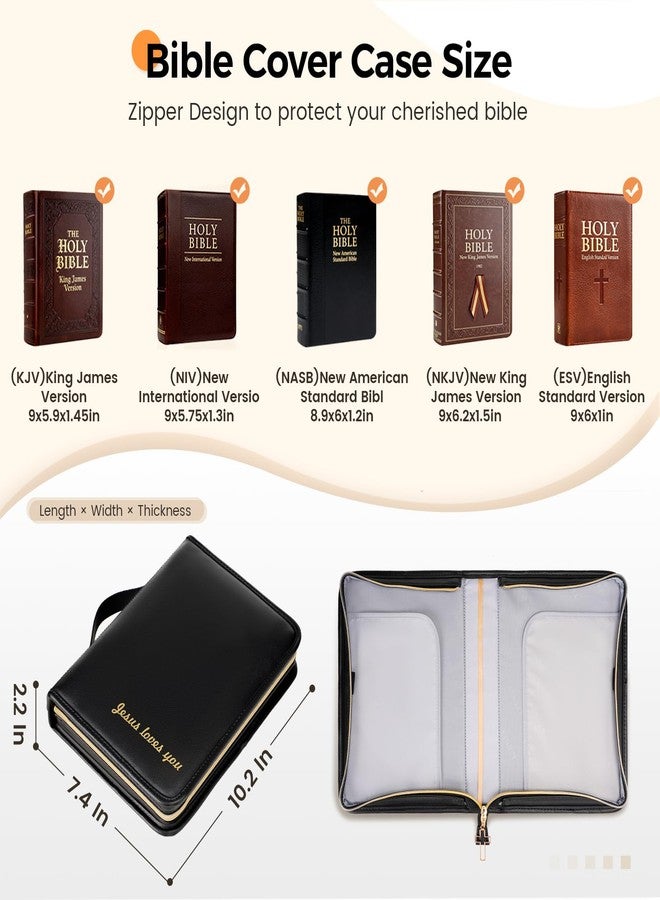 Ytonet Bible Bag with Bible Cover Case for Women, Premium PU Leather Bible Tote Bag Church Bag with Cross Zipper Design for Bible Study Supplies, Christmas Christian Gifts for Women, Black - Image 3