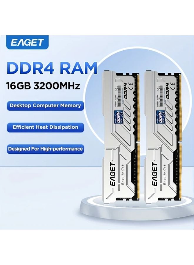 2pcs Eaget 8GB DDR4 3200MHz Desktop RAM Memory with Heatsink for AMD Intel Gaming PC - Image 1
