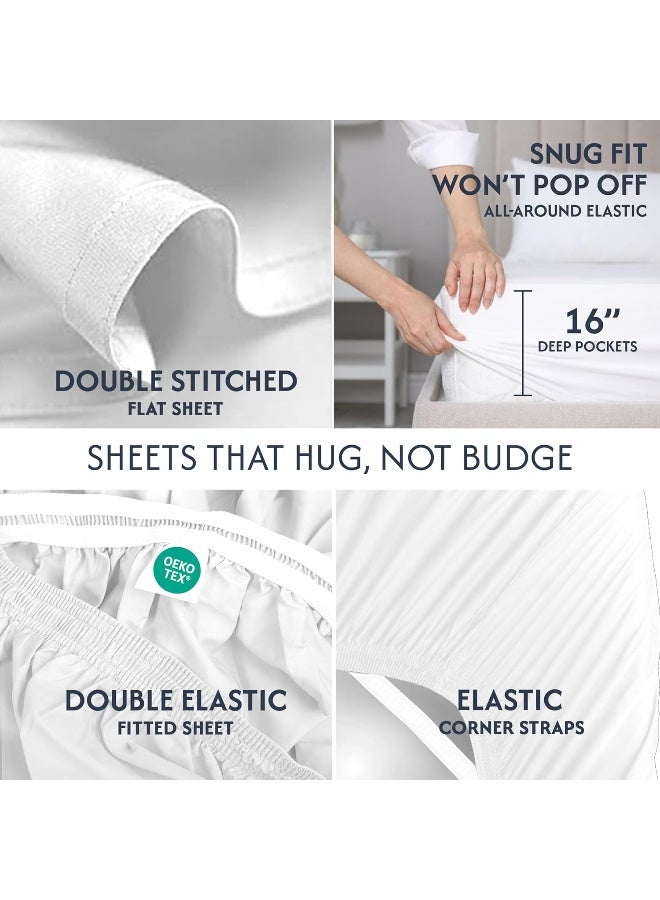Sweave Percale Sheets Full Size - 100% Long Staple Cotton Percale Sheets - Cool, Crisp, Breathable, Skin-Friendly, 16" Deep Pockets, Double-Elastic Snug Fit, Z-Hem Stitch, Oeko-Tex Certified - Image 3
