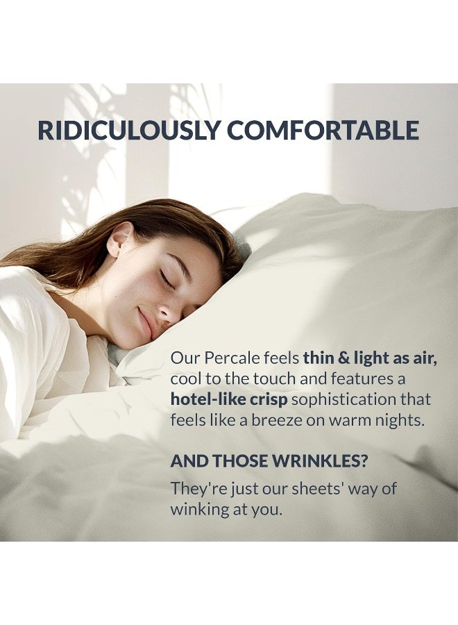 Sweave Percale Sheets Full Size - 100% Long Staple Cotton Percale Sheets - Cool, Crisp, Breathable, Skin-Friendly, 16" Deep Pockets, Double-Elastic Snug Fit, Z-Hem Stitch, Oeko-Tex Certified - Image 2