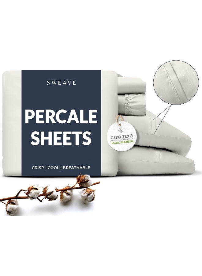Sweave Percale Sheets Full Size - 100% Long Staple Cotton Percale Sheets - Cool, Crisp, Breathable, Skin-Friendly, 16" Deep Pockets, Double-Elastic Snug Fit, Z-Hem Stitch, Oeko-Tex Certified - Image 1