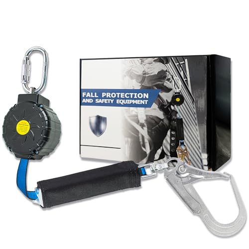 DIJJIG 6FT Fall Protection Retractable Lanyard, Self Retracting Lifeline Construction Lanyard Fall Arrest Safety Roofing Heavy Duty Leading Positioning (Large Hook) - Image 1