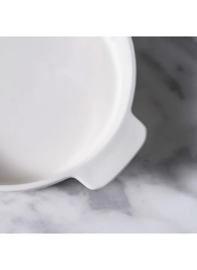 DANUBE HOME Serax Porcelain Round Baking Dish for Baking Souffle Pudding Unique Design For Kitchen Hotel Restaurant Banquet and Daily Use 25.8X21.2X5CM