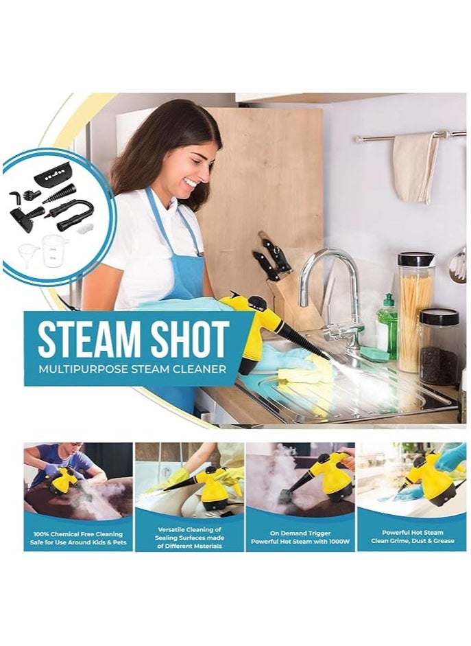 PRIMO PLUS Portable Handheld Steam Cleaner 1000 W Multifunctional High Temperature With 9 Pieces Accessories Suitable For Kitchen Sofa Bathroom Window  - Image 2