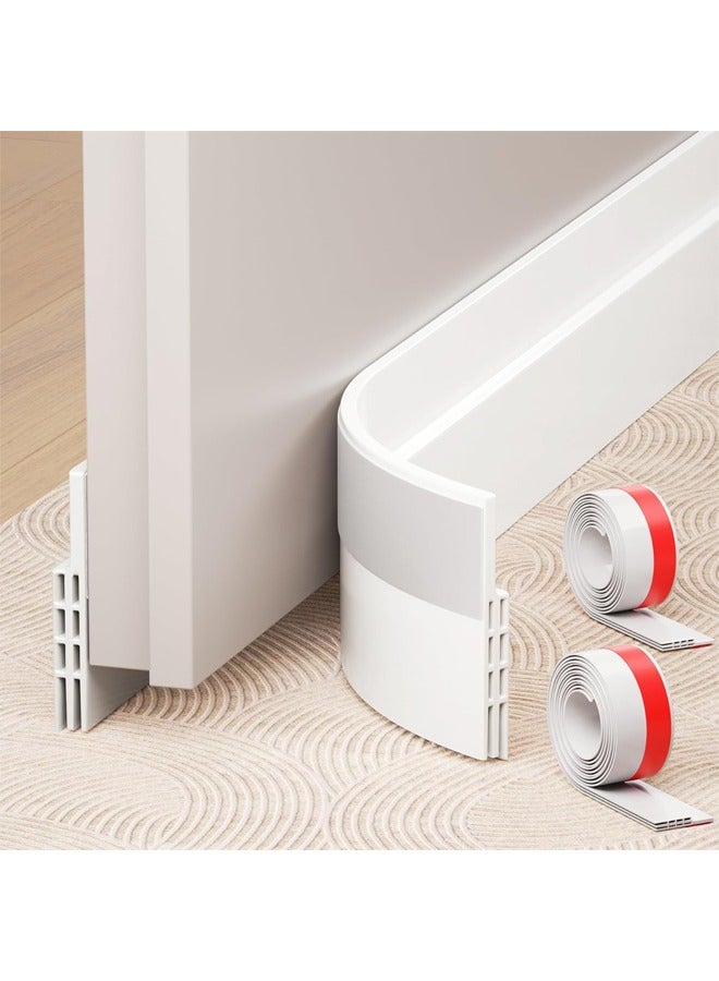 2 Pack Under Door Draft Stopper,  Adjustable Door Sweep  Anti-Collision, Strong Adhesive, Weather Stripping Tape Soundproof Draught Stoppers, Garage Window Blocker Noise Cold Air Insulation(5cm *100cm, White) - Image 1