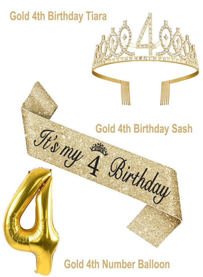 YeohJoy 4th Birthday Decorations for Girl with 4th Birthday Sash and Crown, Candle and Cake Topper, Number Balloon, 4 Year Old Girl Gifts - Image 3