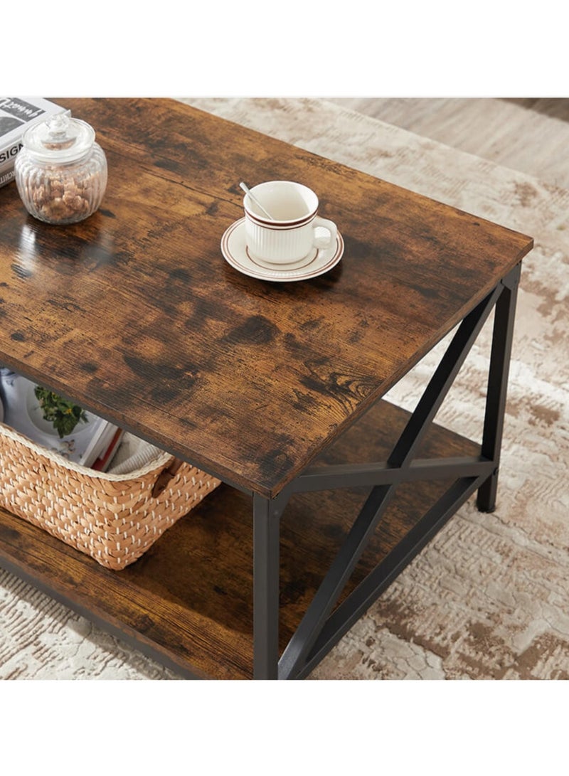 إكسبرت طاولة قهوة مع رف تخزين واطار ستيل على شكل حرف (X) - Image 3