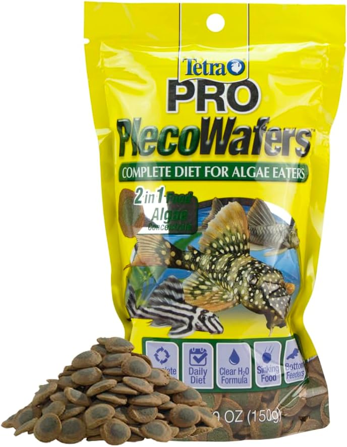 Tetra PRO PlecoWafers 5.29 Ounces, Nutritionally Balanced Vegetarian Fish Food for Bottom Feeders, Concentrated Algae Center - Image 1