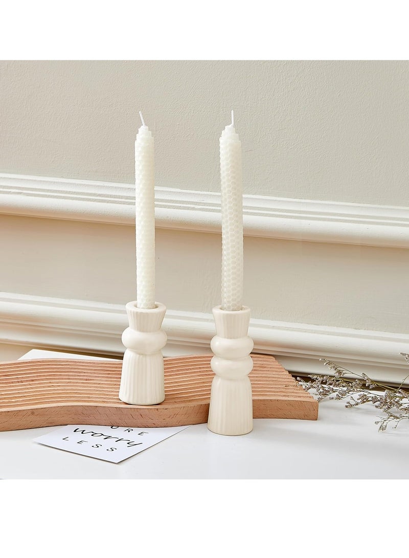 SYOSI Ceramic Candle Holders Set of 2, Creative Modern Knot Candlestick Holder Set, Table Centerpiece Taper Candle Holders Desktop Decoration for Home Decor, Wedding, Dinning, Party (Cream) - Image 1