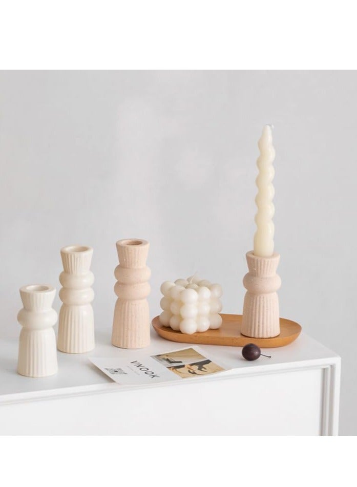 SYOSI Ceramic Candle Holders Set of 2, Creative Modern Knot Candlestick Holder Set, Table Centerpiece Taper Candle Holders Desktop Decoration for Home Decor, Wedding, Dinning, Party (Cream) - Image 5