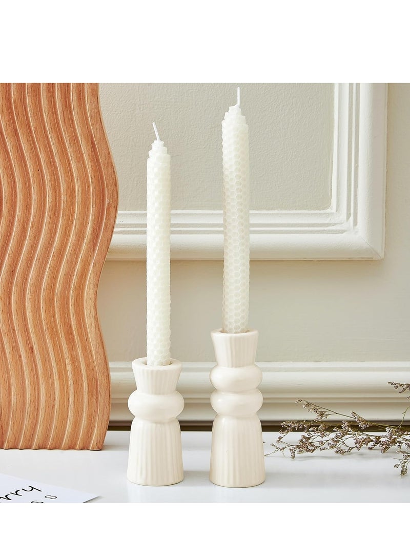 SYOSI Ceramic Candle Holders Set of 2, Creative Modern Knot Candlestick Holder Set, Table Centerpiece Taper Candle Holders Desktop Decoration for Home Decor, Wedding, Dinning, Party (Cream) - Image 3