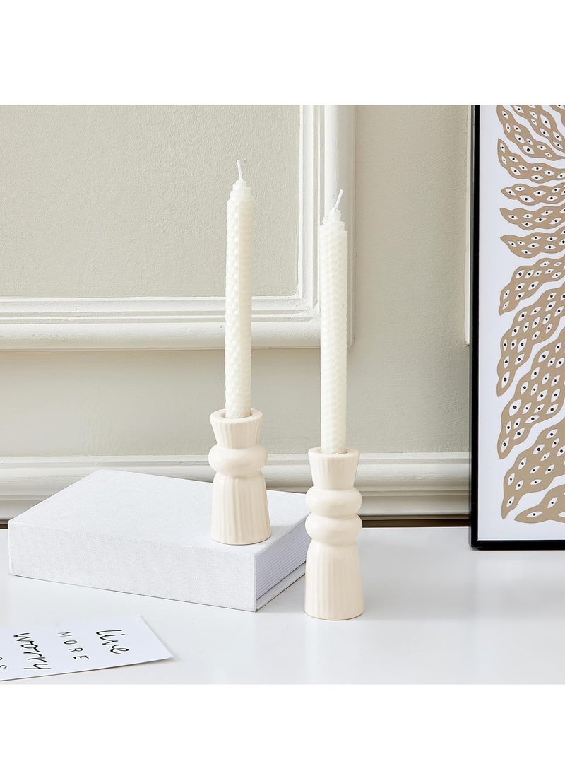SYOSI Ceramic Candle Holders Set of 2, Creative Modern Knot Candlestick Holder Set, Table Centerpiece Taper Candle Holders Desktop Decoration for Home Decor, Wedding, Dinning, Party (Cream) - Image 4