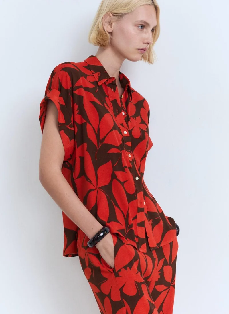 مانجو Printed Short-Sleeved Shirt