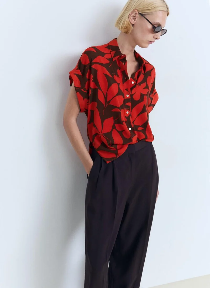 MANGO Printed Short-Sleeved Shirt