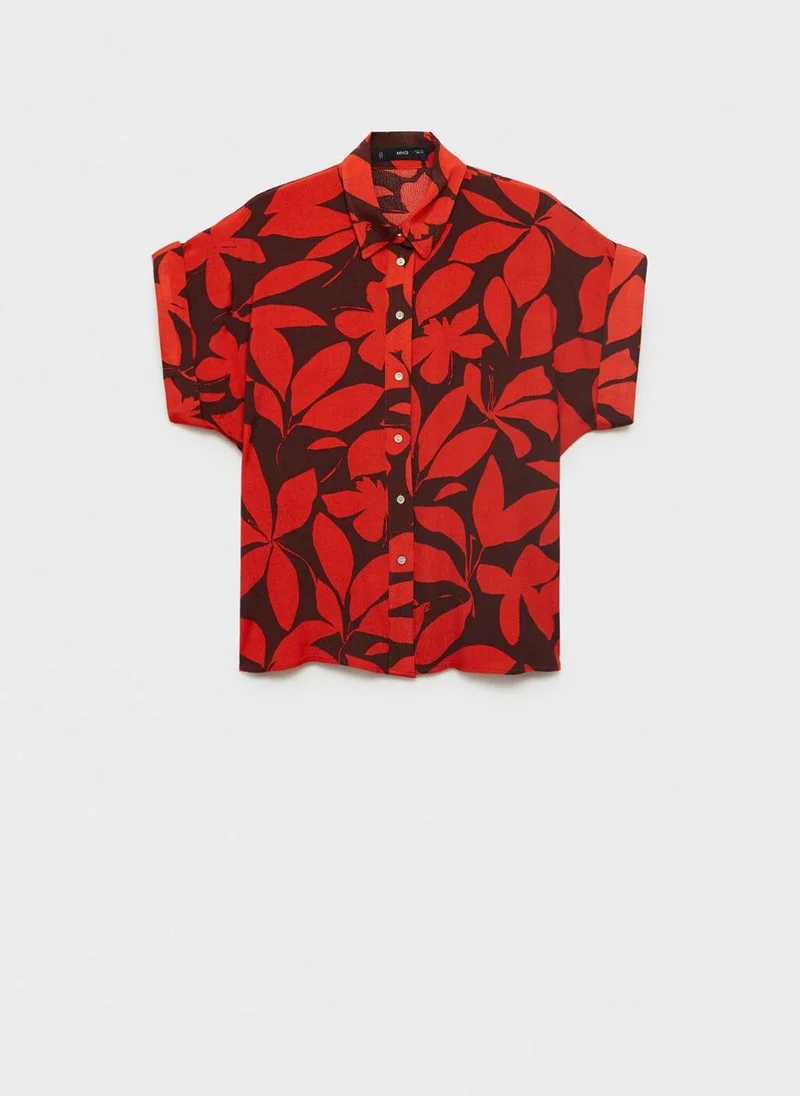 MANGO Printed Short-Sleeved Shirt