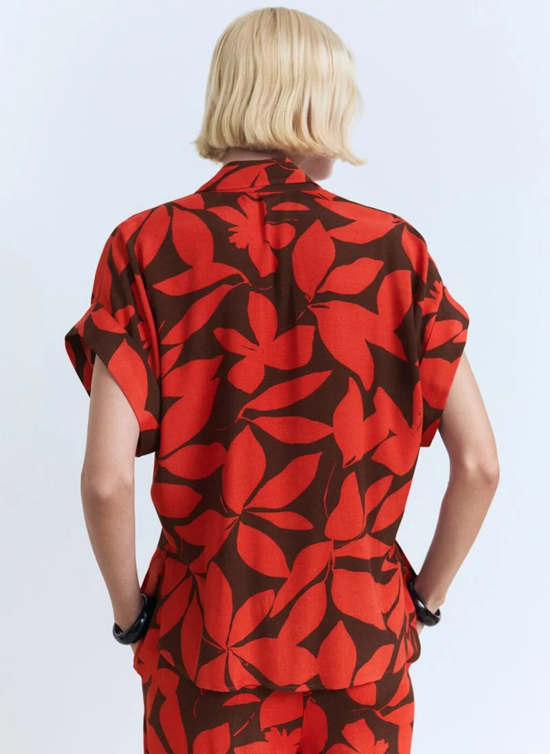 مانجو قميص قصير الأكمام مطبوع