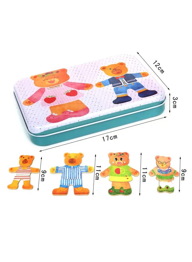 Magnetic Wooden Bear Family Dress-Up Puzzle Toy, Educational Toys and Games for Kids Toddlers 2 3 4 5 6, Birthday Gifts for Boys Girls  - Image 4