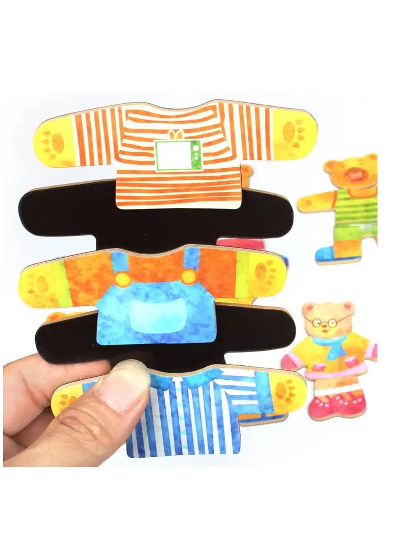 Magnetic Wooden Bear Family Dress-Up Puzzle Toy, Educational Toys and Games for Kids Toddlers 2 3 4 5 6, Birthday Gifts for Boys Girls  - Image 5