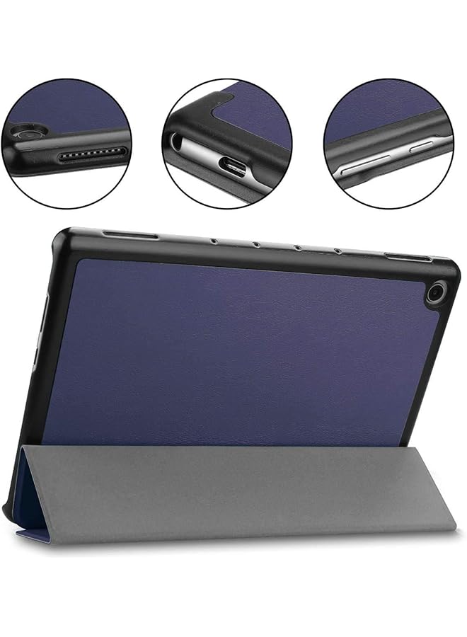 erorex Case Compatible With Huawei Mediapad M5 Lite 10 Inch Tri-Fold Ultra Slim Stand Smart Case Cover With Auto Wake Sleep Compatible For Huawei Mediapad M5 Lite 10 Inch Android Tablet Navy Blue  - Image 5
