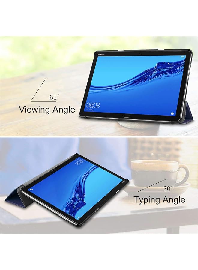 erorex Case Compatible With Huawei Mediapad M5 Lite 10 Inch Tri-Fold Ultra Slim Stand Smart Case Cover With Auto Wake Sleep Compatible For Huawei Mediapad M5 Lite 10 Inch Android Tablet Navy Blue  - Image 4