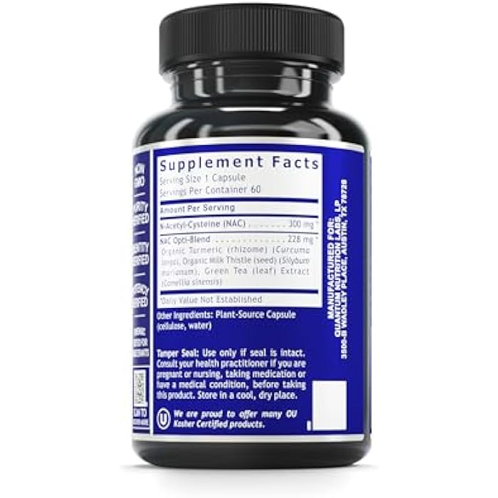 Quantum Nutrition Labs NAC - N-Acetyl-L-Cysteine, Liver & Immune Support, NAC Supplement, N-Acetyl Cysteine, 300mg NAC Per Capsule - 60 Vegetarian Capsules - Image 2