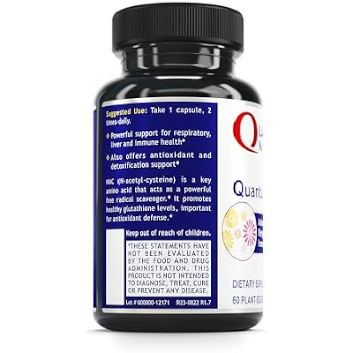 Quantum Nutrition Labs NAC - N-Acetyl-L-Cysteine, Liver & Immune Support, NAC Supplement, N-Acetyl Cysteine, 300mg NAC Per Capsule - 60 Vegetarian Capsules - Image 3