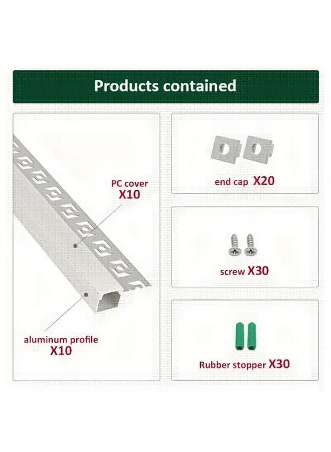 1M Silvery Aluminum LED Channel Lights With White Diffuser For Ceilings - Image 3