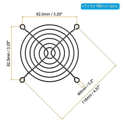 PATIKIL 90mm Fan Finger Grill, 12 Pack Metal Grill Protector Guard Fan Protective Cover for 90x90mm Exhaust Fans for Equipment Computer DIY, Black - Image 2