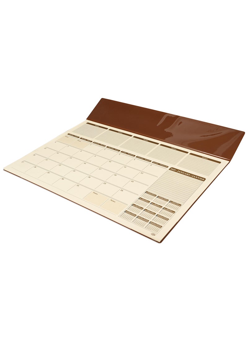 FIS FIS 2025 Year Planner with PVC Desk Blotter and Italian PU Flap - English / French, Blue - FSDKPEF25BL  - Image 2