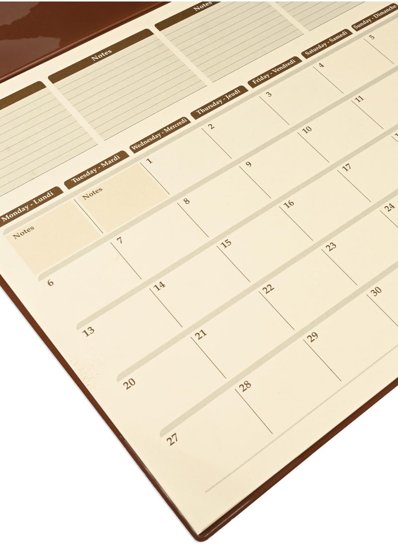 FIS FIS 2025 Year Planner with PVC Desk Blotter and Italian PU Flap - English / French, Blue - FSDKPEF25BL  - Image 3