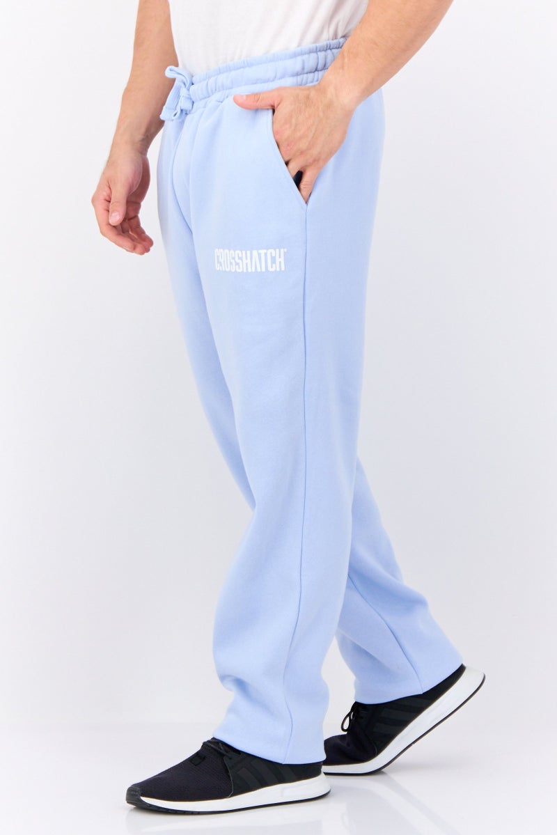 CROSSHATCH Men Regular Fit Brand Logo Jogger Pants, Light Blue  - Image 3